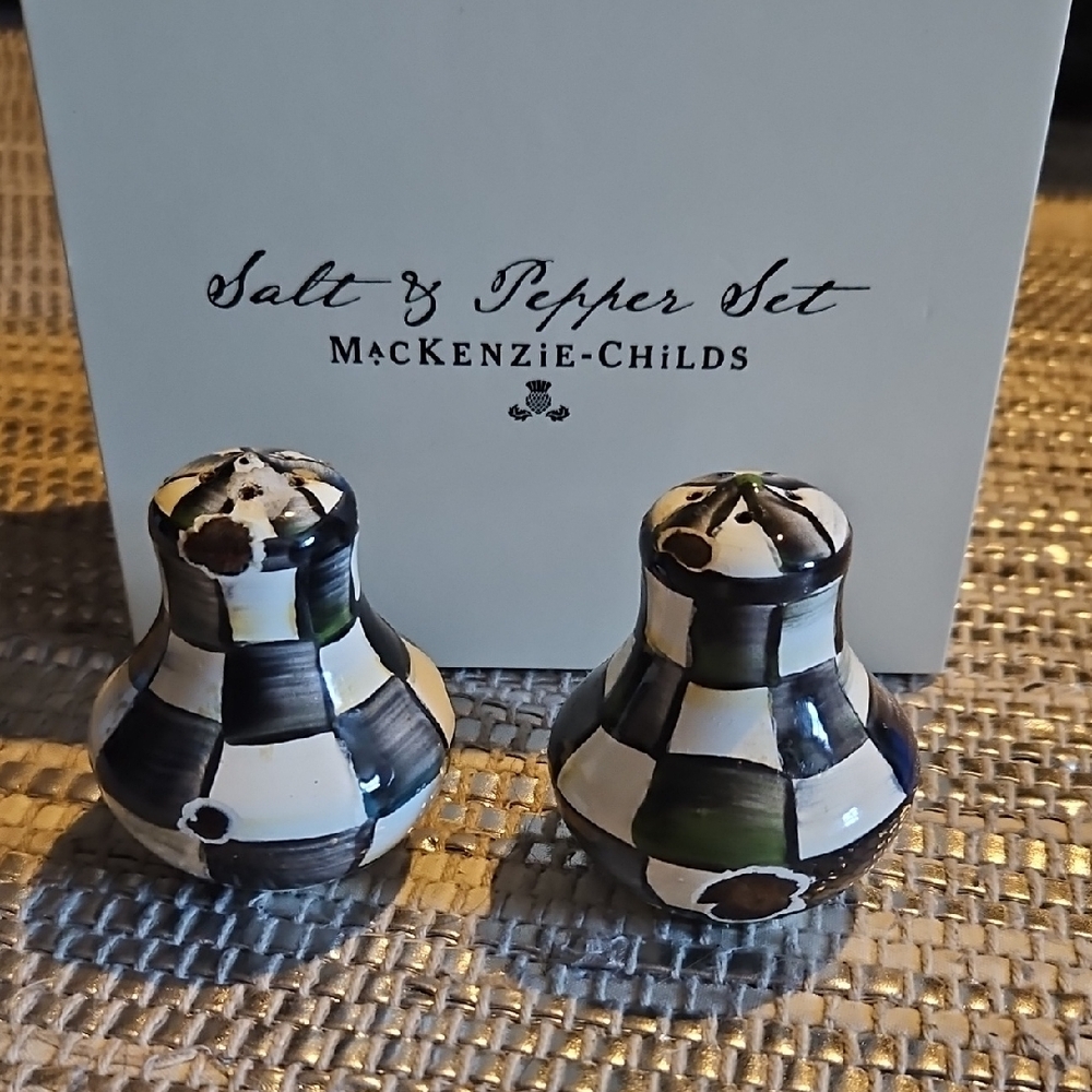 MacKenzie-Childs Black and White Checkered Shakers